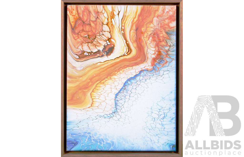 Thanh Lyons, (20th Century, Australian), Sandy Sea I and II (2023), Abstract Acrylic Mixed Media, 43.5 x 33.5 cm (frames (2)