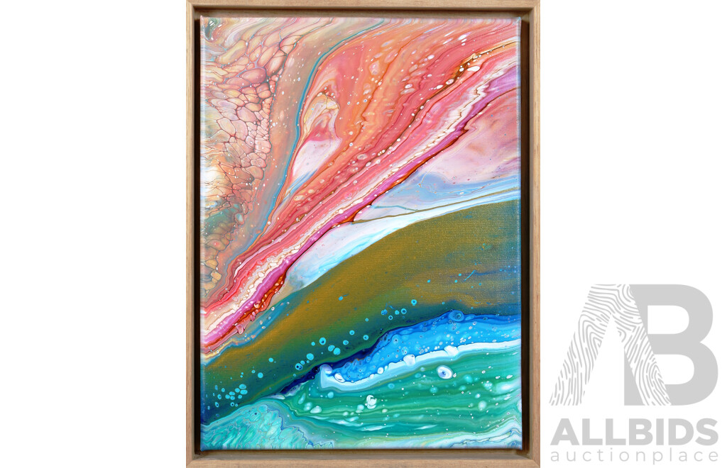 Thanh Lyons, (20th Century, Australian), Sandy Sea I and II (2023), Abstract Acrylic Mixed Media, 43.5 x 33.5 cm (frames (2)