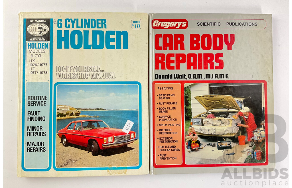SP Murray Books Holden HX-HZ Workshop Manual and Gregory's Car Body Repairs