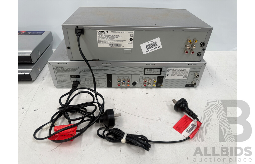 2x Sony Dvd Players + Orion VHS Player + Panasonic VHS/DVD Player Recorder