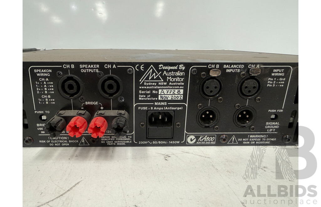 2x Australian Monitor KA800 Power Amplifier