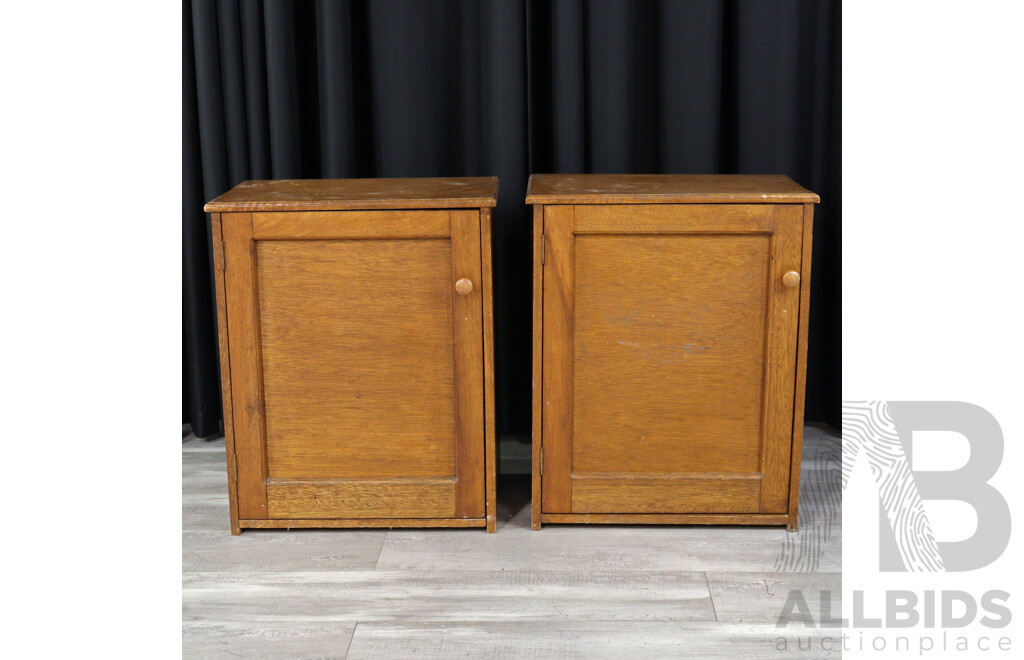 Pair of Ply Single Door Bedside Cabinets