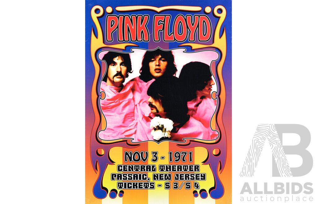 Dennis Loren, (20th Century, American, 1946-), Pink Floyd - Rare Reissue of Original 1971 Passaic, New Jersey Concert Colour Poster, 60 x 43 cm (edge to edge)