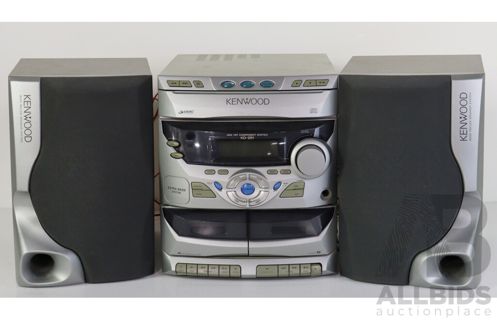 Kenwood Mini Hi Fi  Component System XD 251 with Pair LS 351 Kenwood Bass Reflex Speakers