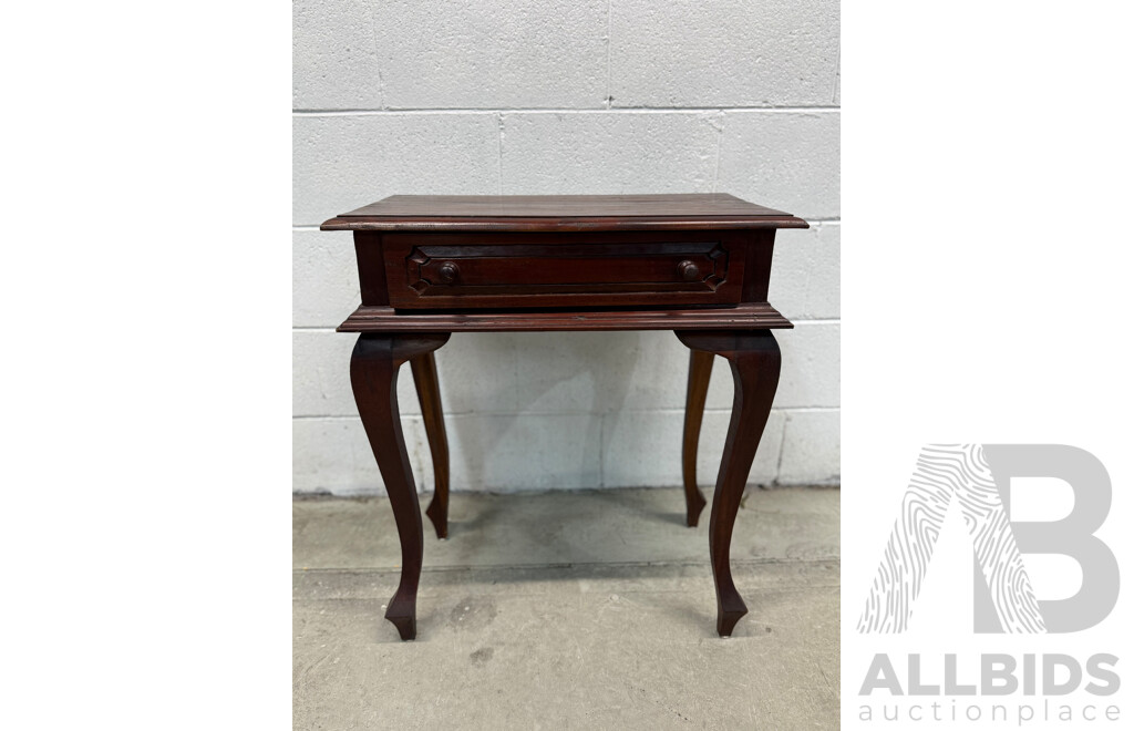 Mahogany Single Drawer Side Table on Cabriole Legs