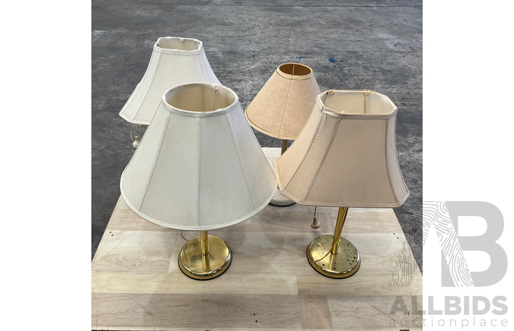 Collection of Four Brass Articulating Arm Table Lamps