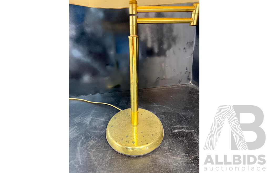Collection of Four Brass Articulating Arm Table Lamps