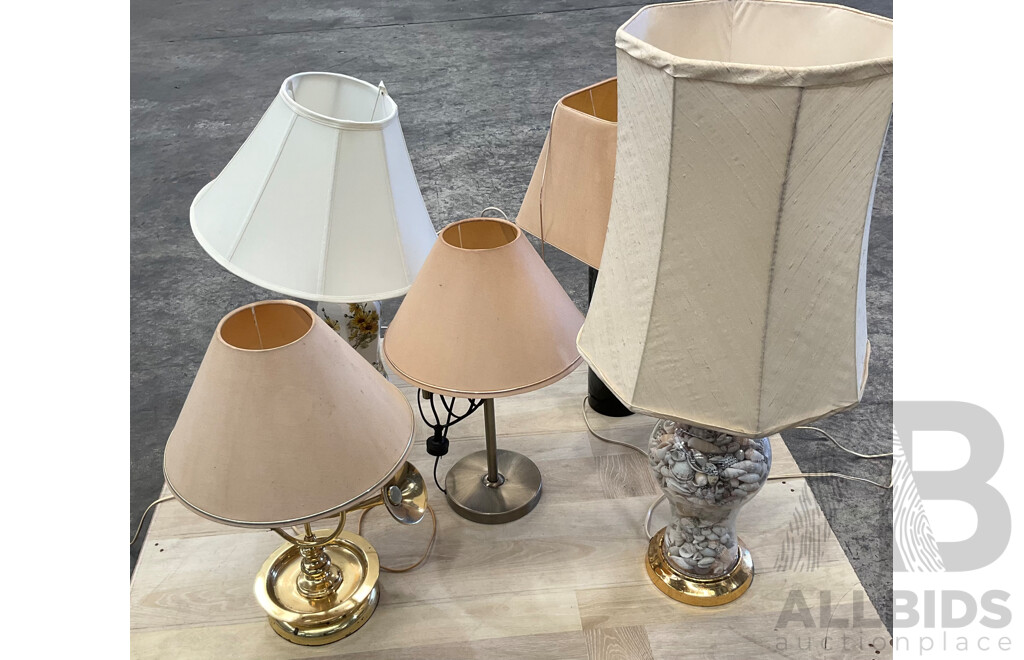 Collection of Five Various Table Lamps
