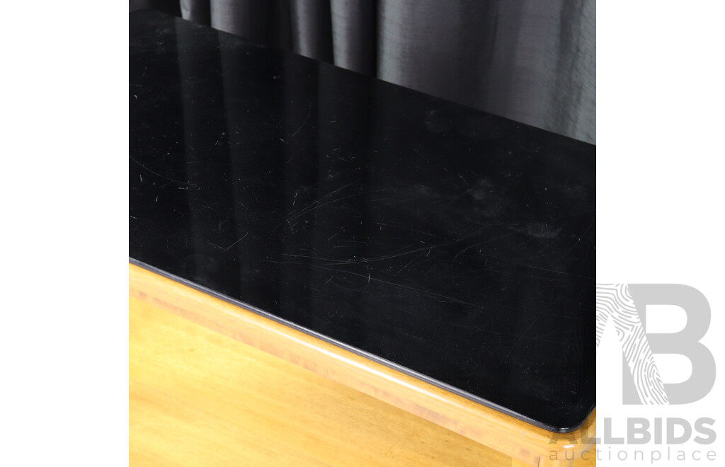 Maple Two Tier Side Table with Black Glass Top