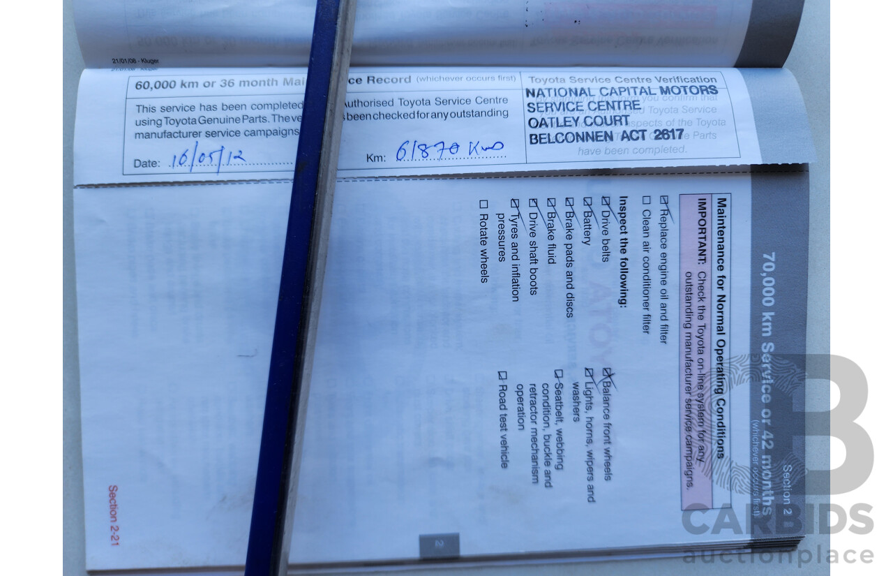 5/2008 Toyota Kluger Grande (fwd) GSU40R 4d Wagon Silver Or Chrome 3.5L