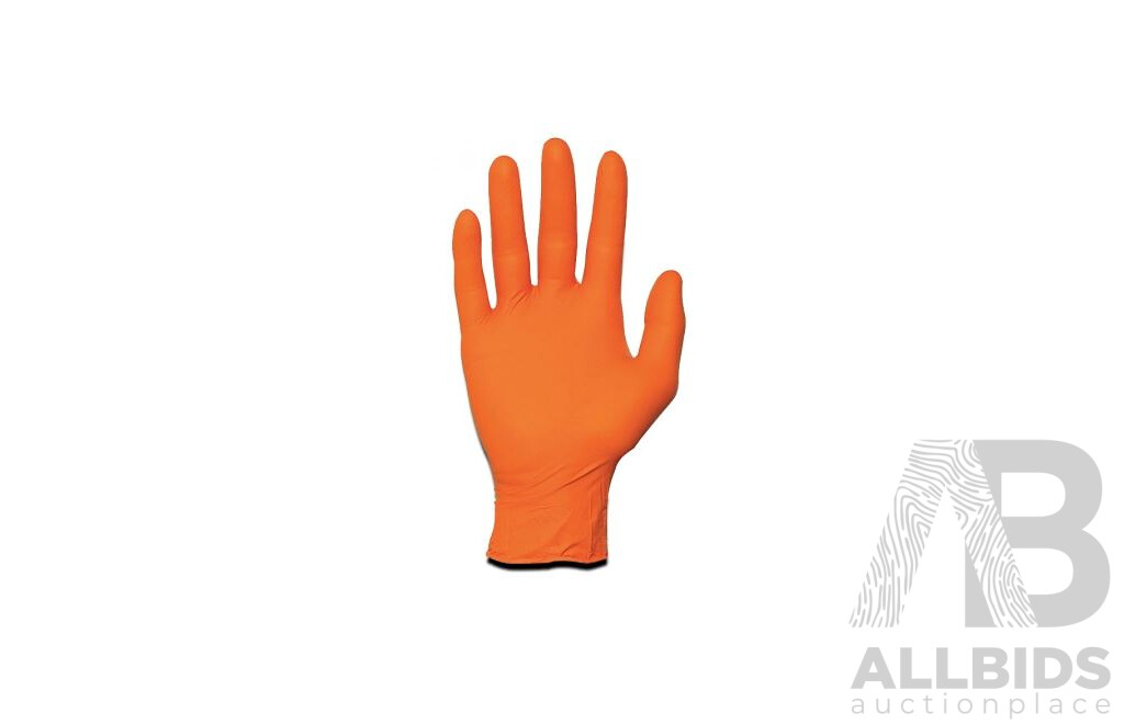 Bastion Premium Nitrile Orange Powder-Free Gloves - Large Size (100 Pack) - Lot of 10