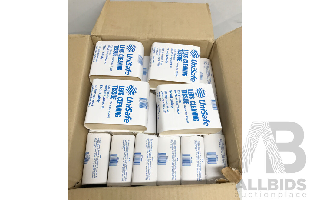 Pallet Lot of UniSafe Lens Cleaning Tissue (Boxes of 40pcs)