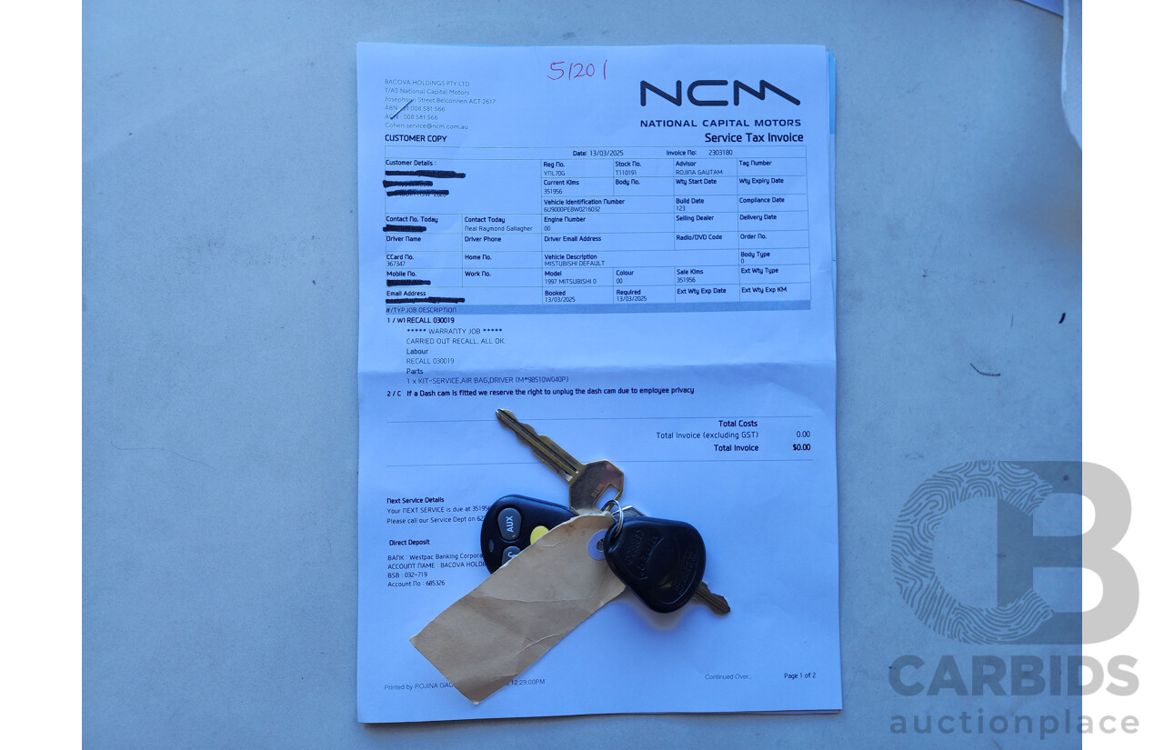 6/1997 Imported Mitsubishi DELICA (SPACEGEAR) 4D Wagon Green 4WD DIESEL TURBO 2.8L 4 SP AUTOMATIC