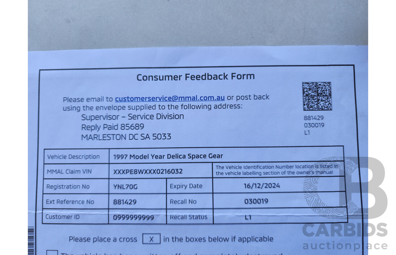 6/1997 Imported Mitsubishi DELICA (SPACEGEAR) 4D Wagon Green 4WD DIESEL TURBO 2.8L 4 SP AUTOMATIC