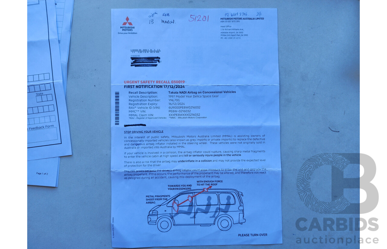 6/1997 Imported Mitsubishi DELICA (SPACEGEAR) 4D Wagon Green 4WD DIESEL TURBO 2.8L 4 SP AUTOMATIC