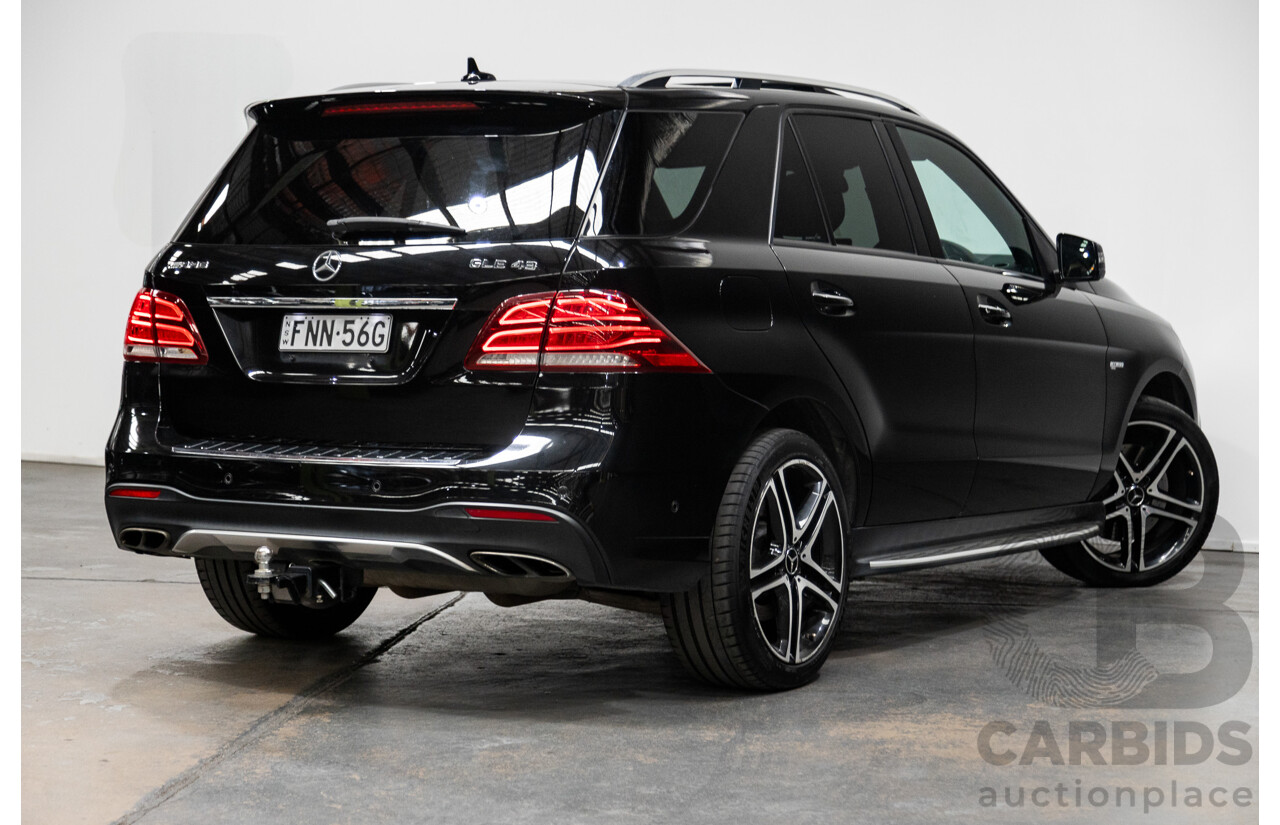 09/2016 Mercedes Benz GLE43 AMG 4Matic (AWD) 166 MY17 4D Wagon Obsidian Black Metallic Twin Turbo V6 3.0L