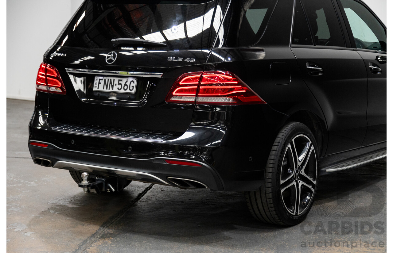 09/2016 Mercedes Benz GLE43 AMG 4Matic (AWD) 166 MY17 4D Wagon Obsidian Black Metallic Twin Turbo V6 3.0L