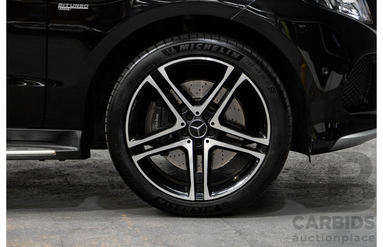 09/2016 Mercedes Benz GLE43 AMG 4Matic (AWD) 166 MY17 4D Wagon Obsidian Black Metallic Twin Turbo V6 3.0L