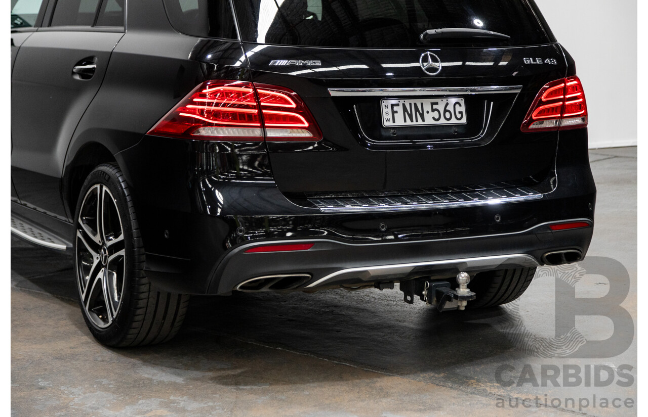 09/2016 Mercedes Benz GLE43 AMG 4Matic (AWD) 166 MY17 4D Wagon Obsidian Black Metallic Twin Turbo V6 3.0L