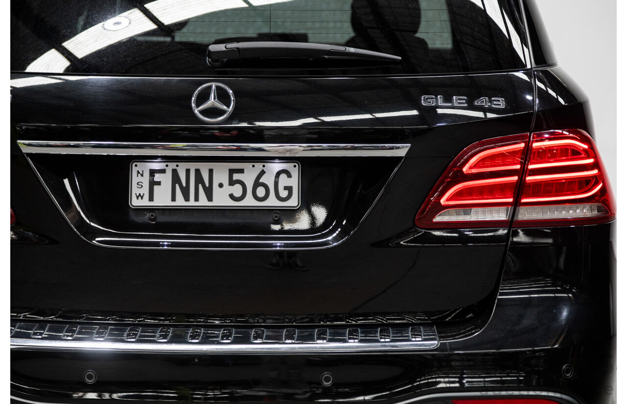 09/2016 Mercedes Benz GLE43 AMG 4Matic (AWD) 166 MY17 4D Wagon Obsidian Black Metallic Twin Turbo V6 3.0L
