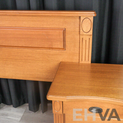 Pair of Solid Teak Bedsides with Bedhead by Wentworth Furniture