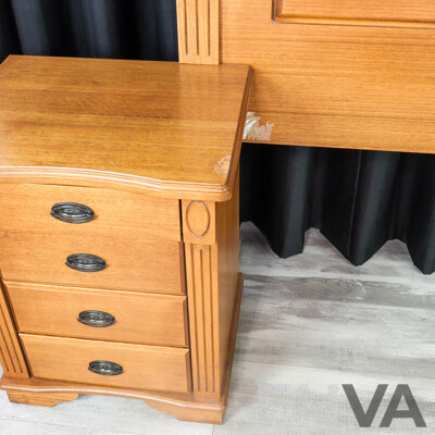 Pair of Solid Teak Bedsides with Bedhead by Wentworth Furniture