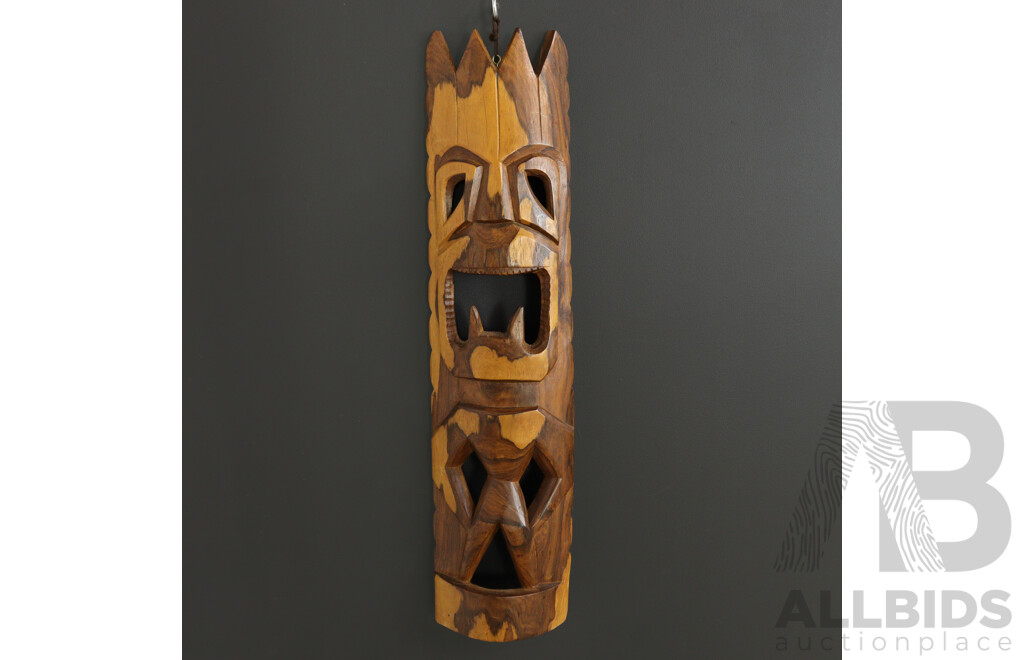 Hand Carved Wooden Tiki Display Mask