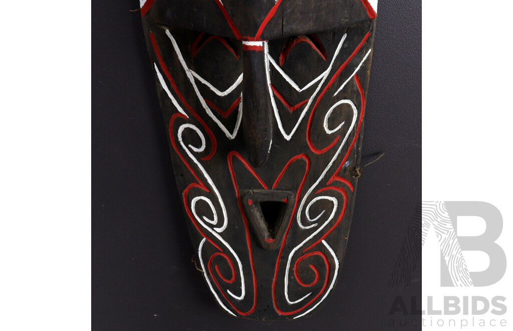 Hand Carved Papua New Guinea Wooden Mask with Polychrome Detail