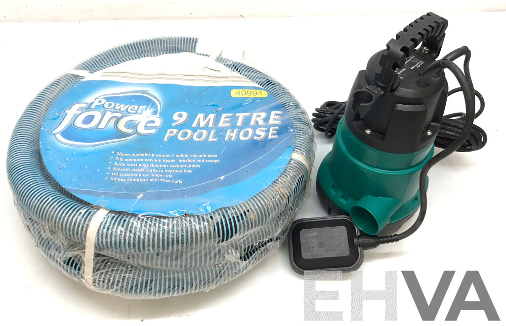 Gardenline Dirty Water Pump and Powerforce 9 Meter Pool Hose - New