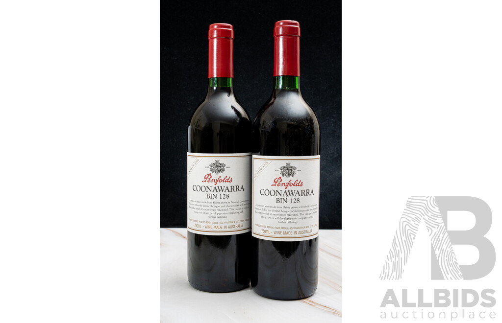 Two Bottles of Penfolds Coonawarra Bin 128, Vintage 1996