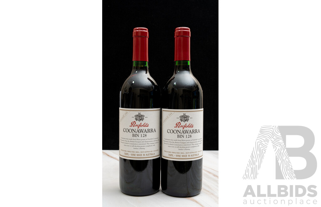 Two Bottles of Penfolds Coonawarra Bin 128, Vintage 1996