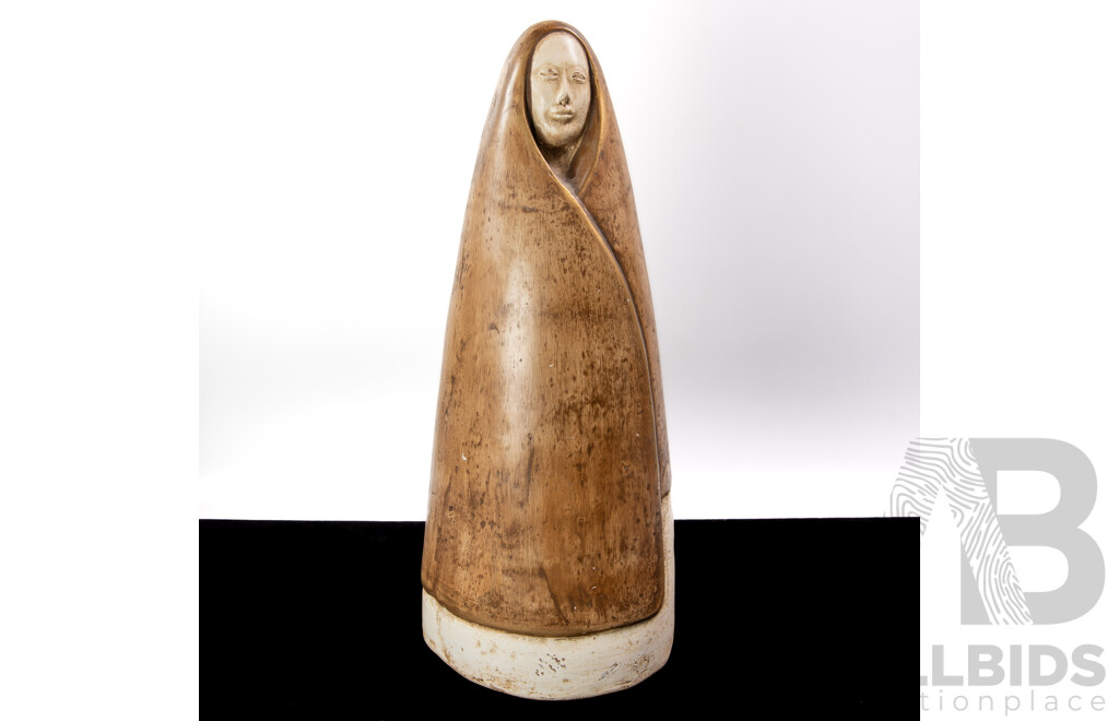 Artist Unknown, Virgin Mary, Natural Clay Hand Crafted and Painted Sculpture, 51 cm (approx height)