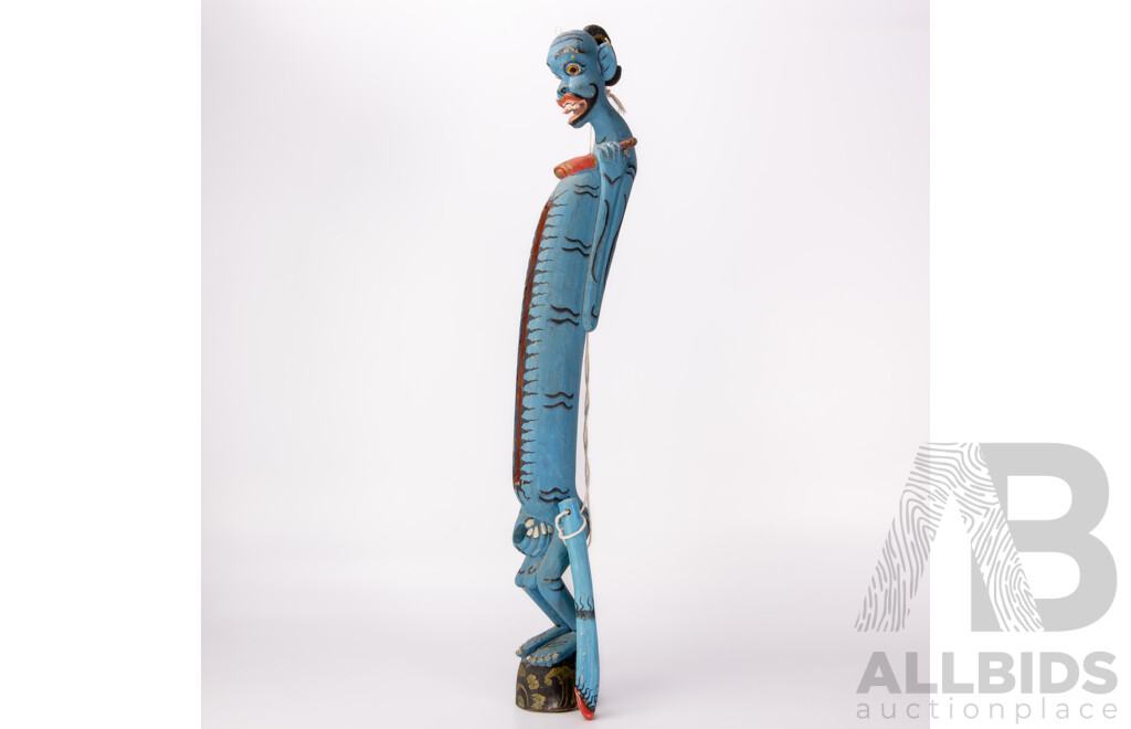 Vintage Hand Painted Balinese Door Knocker Figure with Member Striker