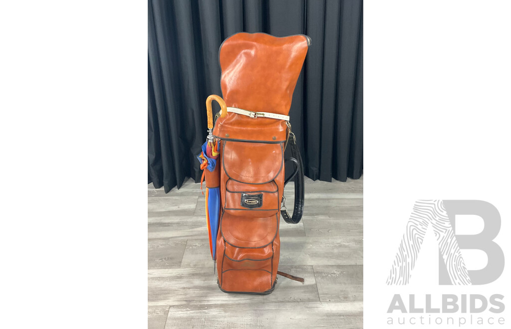 Wonderful Vintage c1970s Set of Thirteen Slazenger Crampton Golf Clubs in Original Slazenger C14DH Bag, with Slazenger Buggy