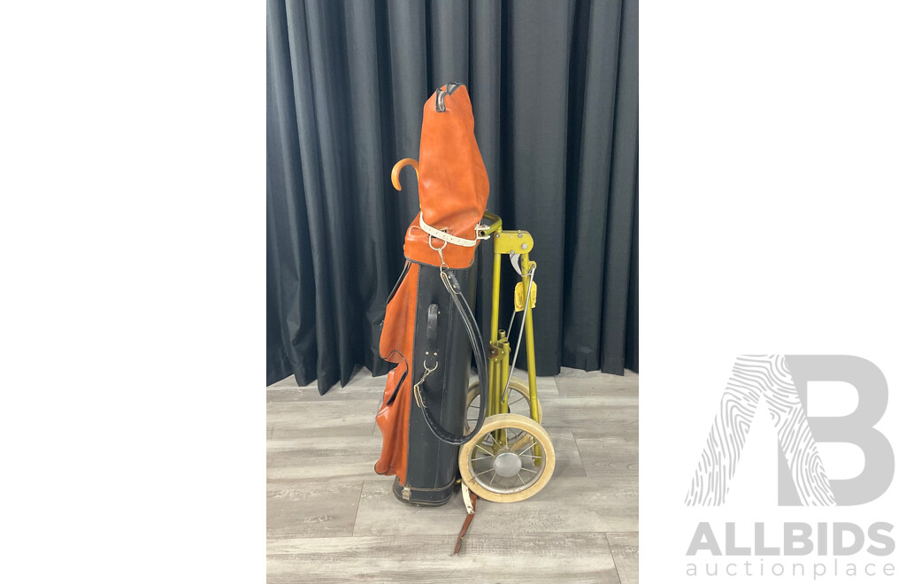 Wonderful Vintage c1970s Set of Thirteen Slazenger Crampton Golf Clubs in Original Slazenger C14DH Bag, with Slazenger Buggy