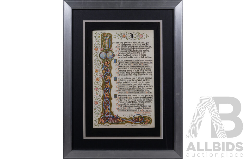 Rudyard Kipling (British, 1865-1936), Beautiful Framed Colour Print of Kipling's Poem 'If,' 62 x 46 cm (frame)