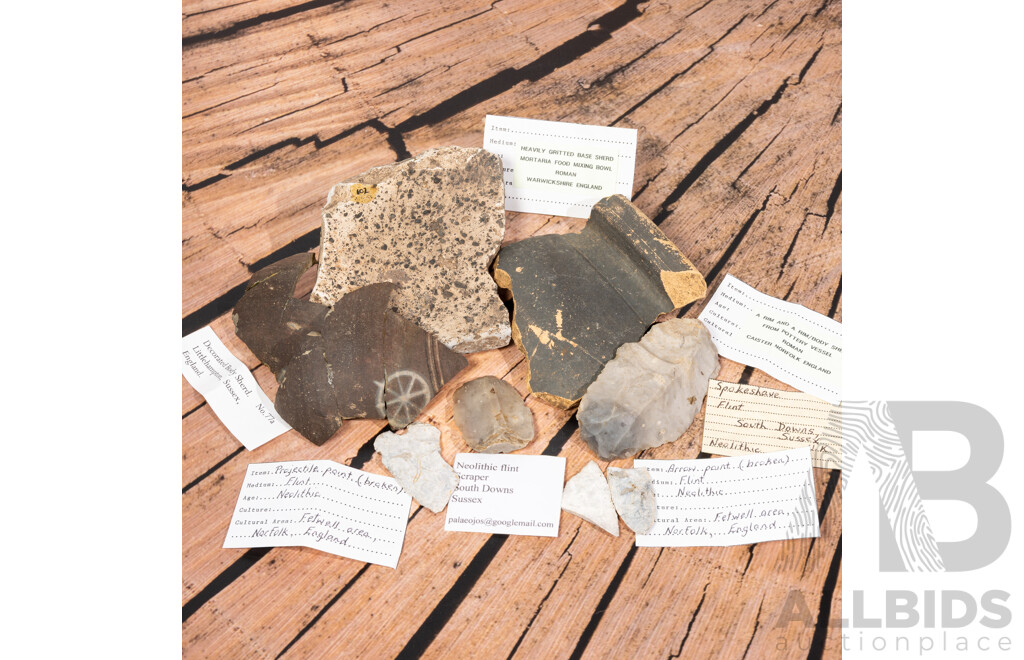 Great Collection 17 Ancient English Artifacts, All in Collectors Frames