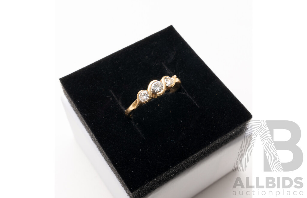 18ct Michael Hill Diamond Trilogy Ring, TDW0.50ct, Size N, 2.69 Grams