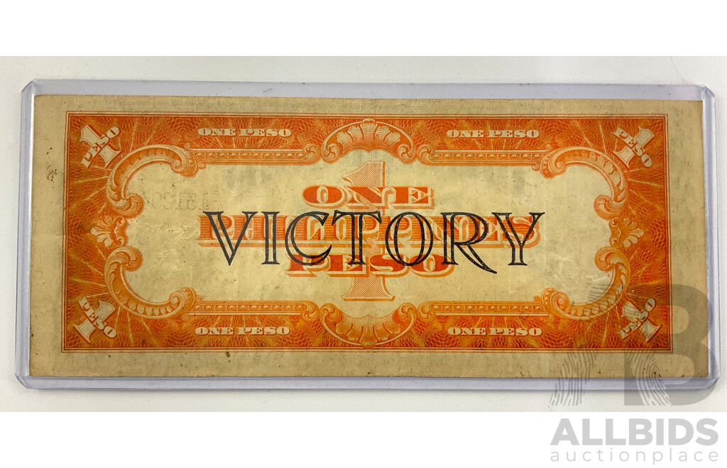 Philippines One Peso Victory Note, Signed by Juan Brown Dated 5/23/1945