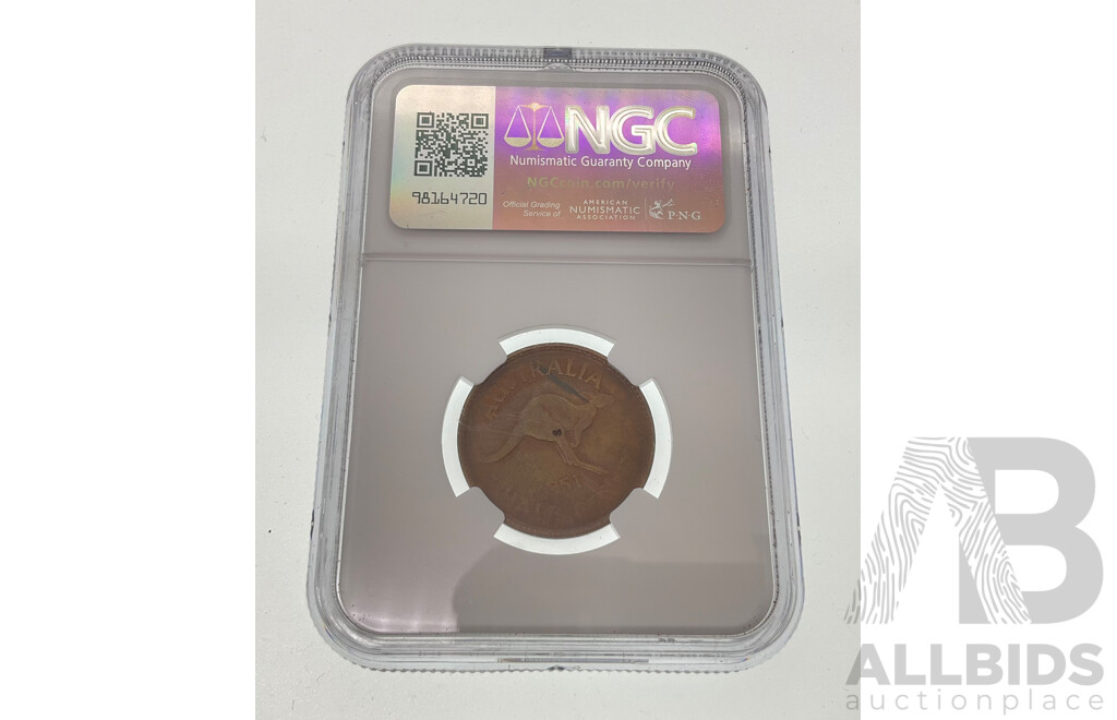 Australian 1951 Half Penny, Soft Strike NGC Graded Mint Error Obverse & Reverse Struck Thru
