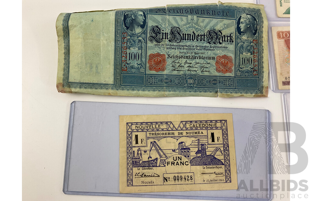 Collection of Vintage International Banknotes Including Noumea, Croatia, Greece, Netherlands, China, Oman, Indonesia, Thailand, Germany