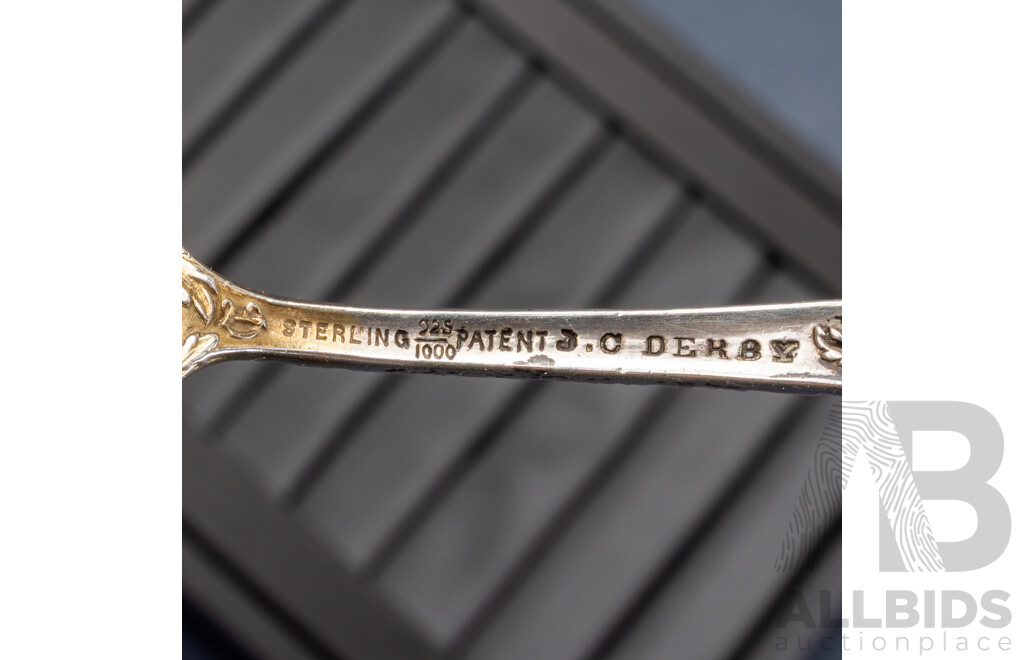 Antique Durgin Sterling Silver Serving Spoon 'chrysanthemum' Pattern, 1897, 41.0 Grams