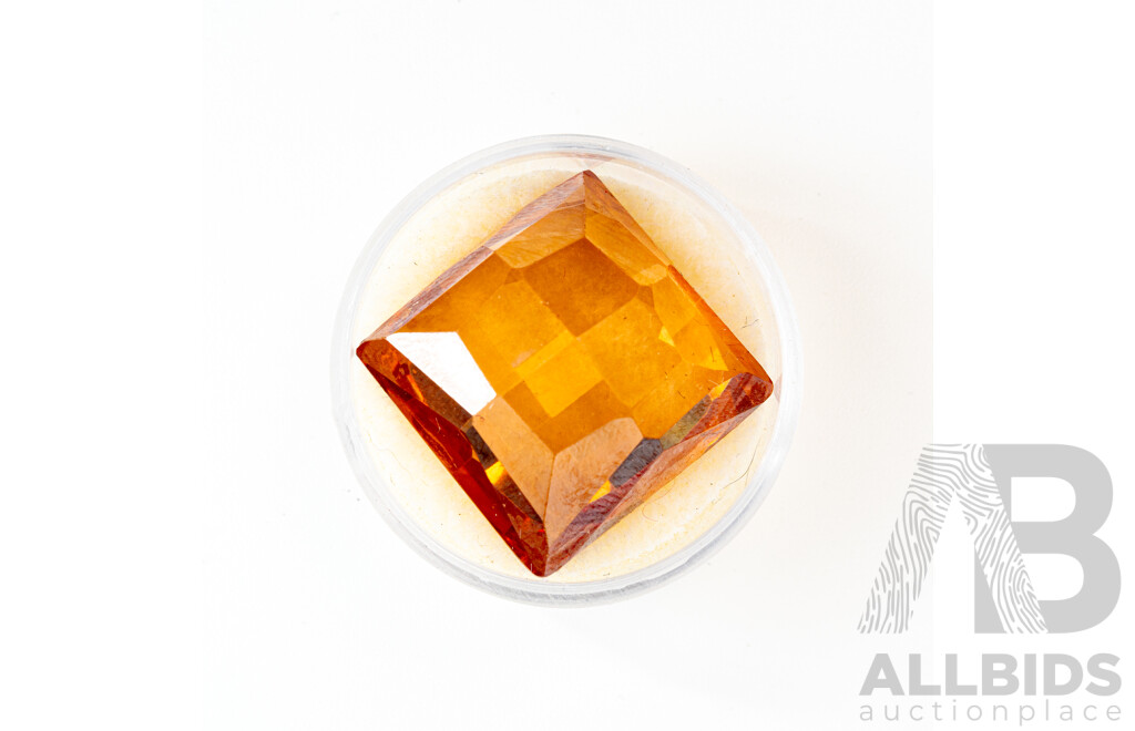 Citrine, Large Square Faceted Cabochon, 68.70 CT