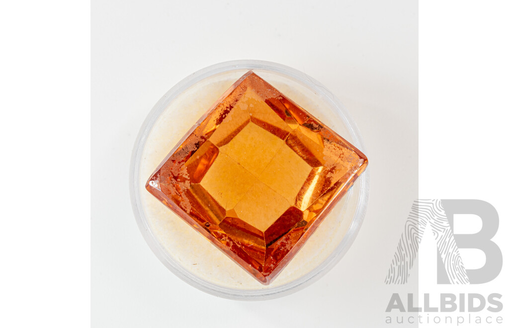 Citrine, Large Square Faceted Cabochon, 68.70 CT
