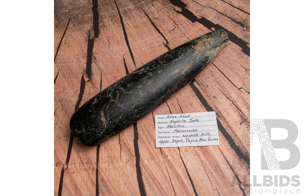 Ancient Neolithic Nephrite Jade Adze Head, Waskuk Hills, Upper Sepik River, Papua New Guinea