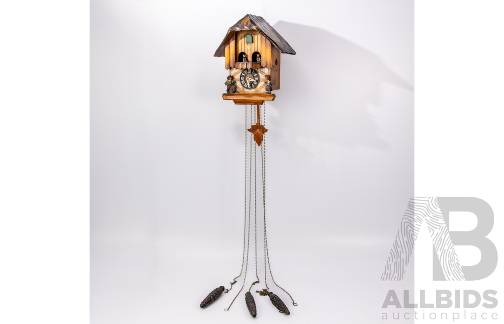 Vintage German Timber Case Cuckoo Clock
