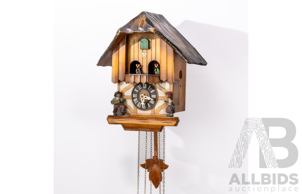 Vintage German Timber Case Cuckoo Clock