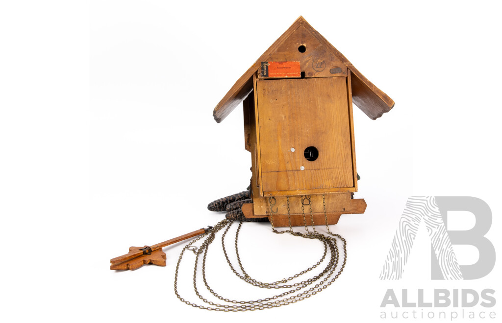 Vintage German Timber Case Cuckoo Clock