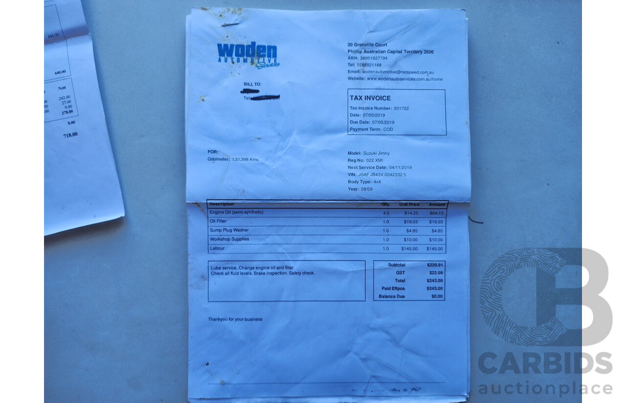 8/2009 Suzuki Jimny Sierra (4x4)  2d Wagon Silver 1.3L