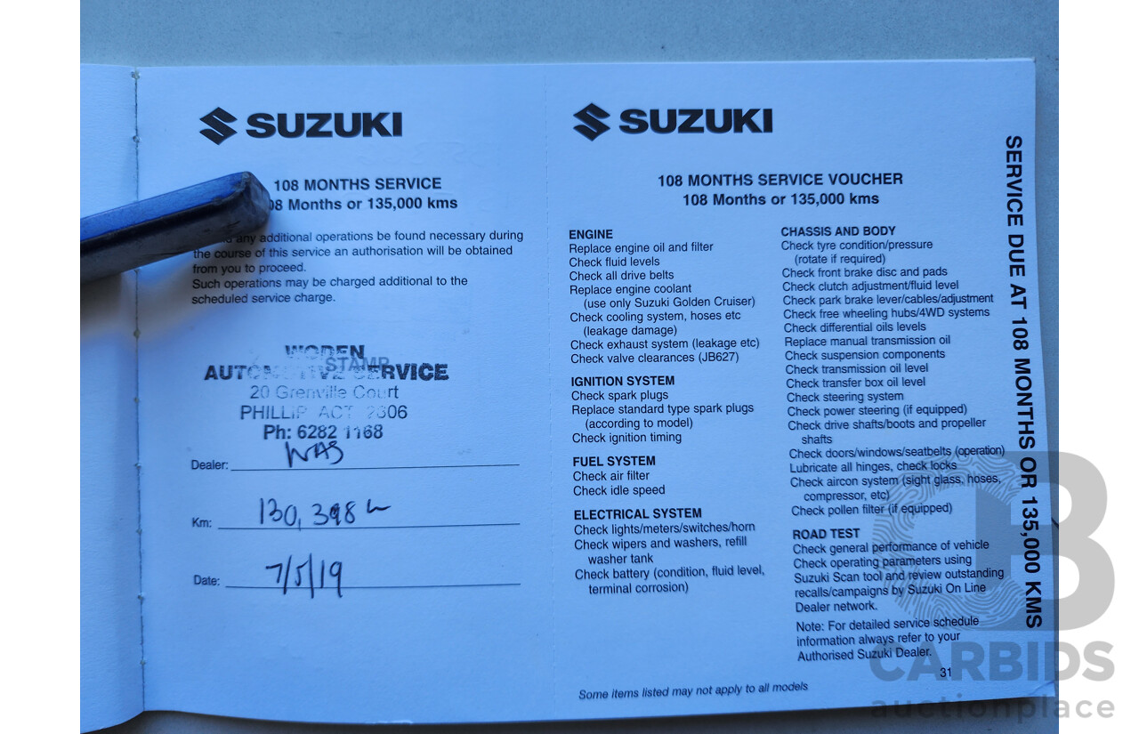 8/2009 Suzuki Jimny Sierra (4x4)  2d Wagon Silver 1.3L